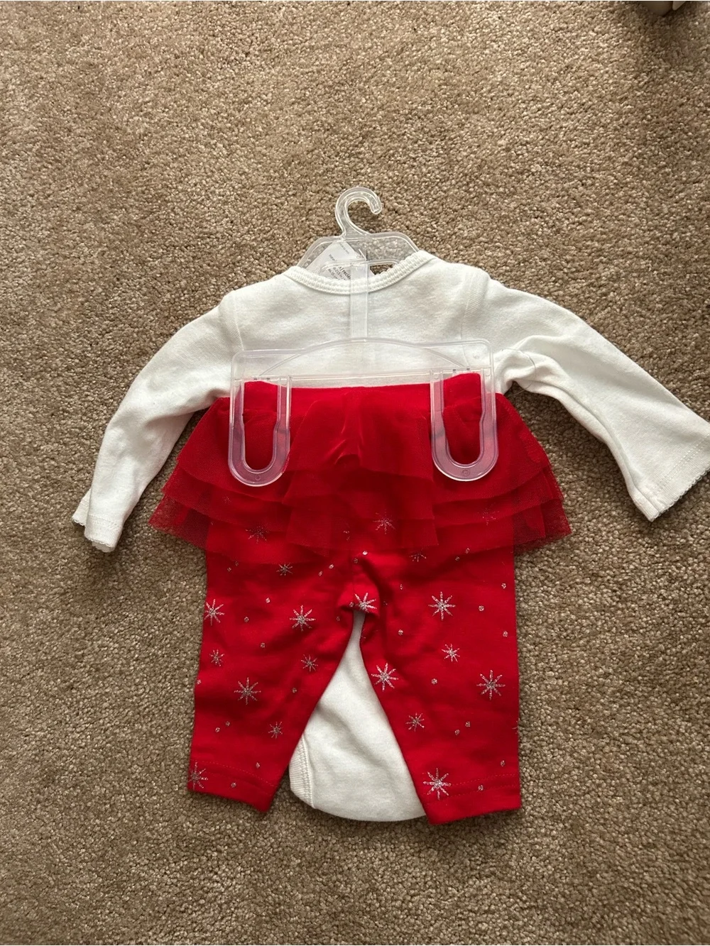 NWT Newborn Carter's White & Red Reindeer Onesie W/Matching Tulle Pants